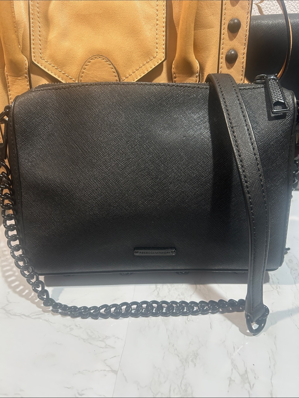 Rebecca Minkoff  Avery Saffiano Leather Chain-Accent Crossbody